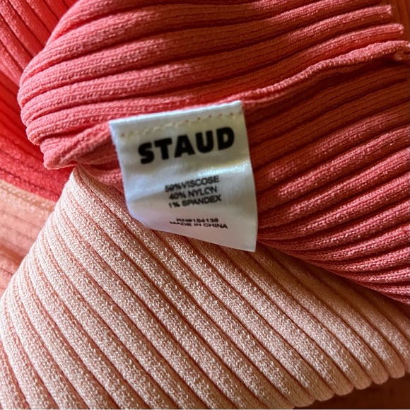 Staud Manon Two Tone Rib Knit Cropped Cardigan New Large - Picture 6 of 14